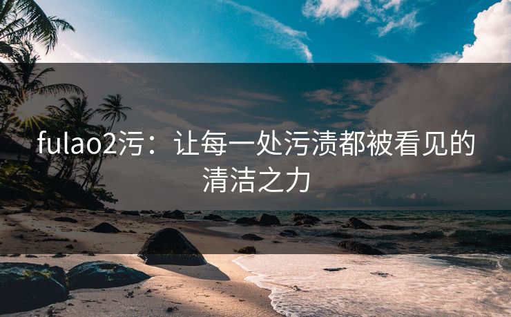 fulao2污：让每一处污渍都被看见的清洁之力