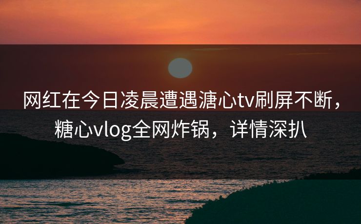 网红在今日凌晨遭遇溏心tv刷屏不断，糖心vlog全网炸锅，详情深扒
