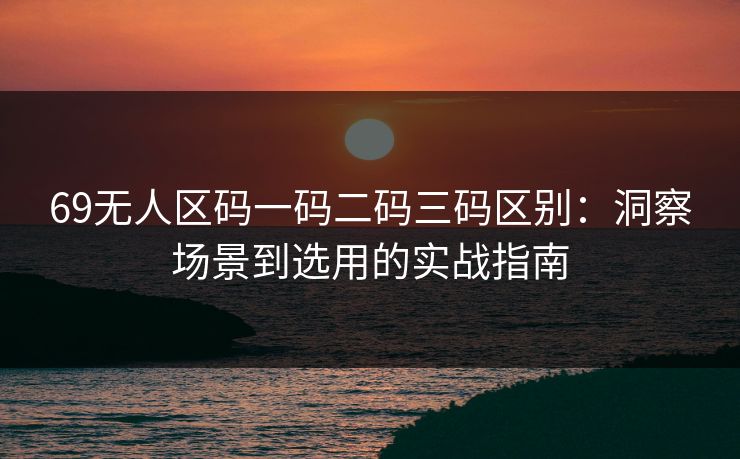 69无人区码一码二码三码区别：洞察场景到选用的实战指南